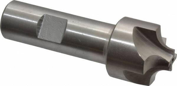 Interstate - 9/32" Radius, 1-1/8" Mill Diam, 4 Flute High Speed Steel Corner Rounding End Mill - Single End, Uncoated, 3-1/4" OAL, 3/4" Shank Diam - Benchmark Tooling
