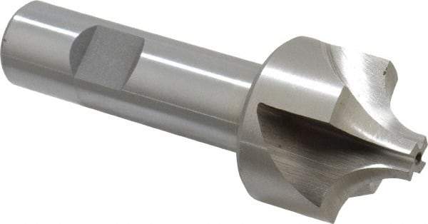 Interstate - 15/32" Radius, 1-3/8" Mill Diam, 4 Flute High Speed Steel Corner Rounding End Mill - Single End, Uncoated, 3-3/4" OAL, 3/4" Shank Diam - Benchmark Tooling