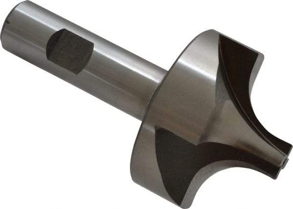 Interstate - 11/16" Radius, 2-1/4" Mill Diam, 4 Flute High Speed Steel Corner Rounding End Mill - Single End, Uncoated, 4-1/8" OAL, 3/4" Shank Diam - Benchmark Tooling