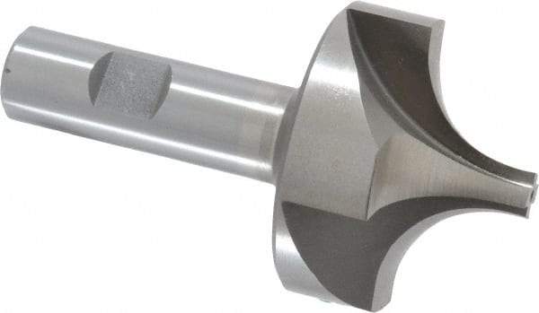 Interstate - 13/16" Radius, 2-1/4" Mill Diam, 4 Flute High Speed Steel Corner Rounding End Mill - Single End, Uncoated, 4-1/8" OAL, 3/4" Shank Diam - Benchmark Tooling