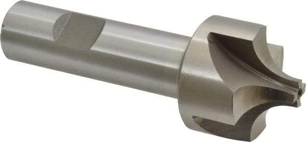 Interstate - 7/16" Radius, 1-3/8" Mill Diam, 4 Flute High Speed Steel Corner Rounding End Mill - Single End, Uncoated, 3-3/4" OAL, 3/4" Shank Diam - Benchmark Tooling