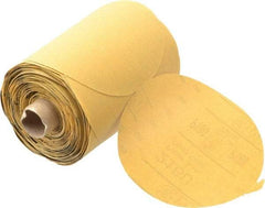 3M - 5" Diam, 180 Grit Aluminum Oxide Adhesive PSA Disc - Very Fine Grade, Gold, A Weighted Backing, Flexible, Use with Random Orbital Sanders - Benchmark Tooling