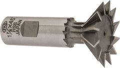 Interstate - 1-7/8" Diam x 13/16" Width of Cut, 45° Included Angle, High Speed Steel Dovetail Cutter - 7/8" Shank Diam, 2-7/16" Shank Length, 3-1/4" Overall Length - Benchmark Tooling