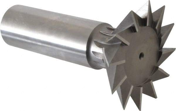 Interstate - 2-1/4" Diam x 1-1/16" Width of Cut, 45° Included Angle, High Speed Steel Dovetail Cutter - 1" Shank Diam, 2-11/16" Shank Length, 3-3/4" Overall Length - Benchmark Tooling