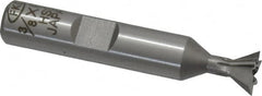 Interstate - 3/8" Diam x 3/16" Width of Cut, 60° Included Angle, High Speed Steel Dovetail Cutter - 3/8" Shank Diam, 2-1/8" Overall Length, Uncoated - Benchmark Tooling