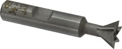 Interstate - 1/2" Diam x 1/4" Width of Cut, 60° Included Angle, High Speed Steel Dovetail Cutter - 3/8" Shank Diam, 2-1/8" Overall Length, Uncoated - Benchmark Tooling