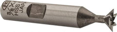 Interstate - 3/8" Diam x 3/16" Width of Cut, 45° Included Angle, Cobalt Dovetail Cutter - 3/8" Shank Diam, 1-15/16" Shank Length, 2-1/8" Overall Length - Benchmark Tooling