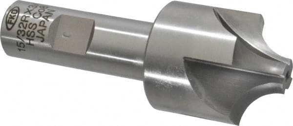 Interstate - 15/32" Radius, 1-3/8" Mill Diam, 4 Flute Cobalt Corner Rounding End Mill - Single End, Uncoated, 3-3/4" OAL, 3/4" Shank Diam - Benchmark Tooling
