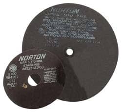 Norton - 13-3/4" Aluminum Oxide Cutoff Wheel - 0.098" Thick, 1-1/4" Arbor, 3,300 Max RPM, Use with Stationary Tools - Benchmark Tooling