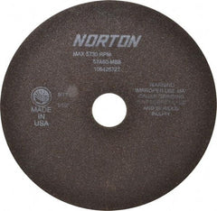 Norton - 8" 60 Grit Aluminum Oxide Cutoff Wheel - 1/16" Thick, 1-1/4" Arbor, 5,730 Max RPM, Use with Stationary Tools - Benchmark Tooling
