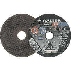 WALTER Surface Technologies - 4" 24 Grit Aluminum Oxide Cutoff Wheel - 1/16" Thick, 5/8" Arbor, 19,100 Max RPM, Use with Die Grinders - Benchmark Tooling