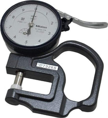 Mitutoyo - 0 to 0.05 Inch Measurement, 0.00005 Inch Graduation, 1.1811 Inch Throat Depth, Dial Thickness Gage - 0.0002 Inch Accuracy, 1.4 N Force, 2 Inch Dial Diameter - Benchmark Tooling