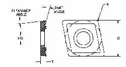 Parlec - CDCD051600 Diamond Tipped Boring Insert - 80° Diamond, 15° Relief Angle, 5/32" Inscr Circle, 0.04" Thick, 1/64" Corner Radius - Benchmark Tooling