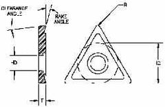 Parlec - TDAB050700 Diamond Tipped Boring Insert - 60° Triangle, 15° Relief Angle, 5/32" Inscr Circle, 3/64" Thick, 0.007" Corner Radius - Benchmark Tooling