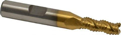 Interstate - 9/32" Diam, Coarse Pitch, 3/4" LOC, 3 Flute Cobalt Roughing Square End Mill - TiN Finish, 2-1/2" OAL, 3/8" Shank Diam, Single End, Centercutting - Benchmark Tooling