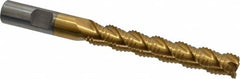 Interstate - 1/2" Diam, Coarse Pitch, 3" LOC, 3 Flute Cobalt Roughing Square End Mill - TiN Finish, 5" OAL, 1/2" Shank Diam, Single End, Centercutting - Benchmark Tooling