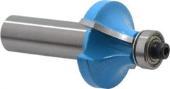 ROMAN CARBIDE - 1-1/4" Cut Diam, 5/8" Length of Cut, 2 Flute, Round-Over, Edge Profile Router Bit - Carbide-Tipped, 1/2" Shank Diam, 1-1/2" Shank Length, 2-1/2" OAL, Uncoated, Piloted - Benchmark Tooling