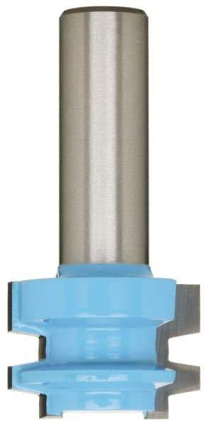 ROMAN CARBIDE - 1-1/16" Cut Diam, 3/4" Length of Cut, 2 Flute, Drawer Lock, Edge Profile Router Bit - Carbide-Tipped, 1/2" Shank Diam, 1-1/2" Shank Length, 2-1/4" OAL, Uncoated - Benchmark Tooling