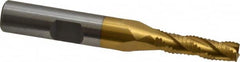 Interstate - 1/4" Diam, Fine Pitch, 7/8" LOC, 3 Flute Cobalt Roughing Square End Mill - TiN Finish, 2-11/16" OAL, 3/8" Shank Diam, Single End - Benchmark Tooling