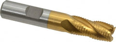 Interstate - 1/2" Diam, Fine Pitch, 1" LOC, 4 Flute Cobalt Roughing Square End Mill - TiN Finish, 3" OAL, 1/2" Shank Diam, Single End - Benchmark Tooling