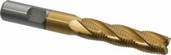 Interstate - 1/2" Diam, Fine Pitch, 2" LOC, 4 Flute Cobalt Roughing Square End Mill - TiN Finish, 4" OAL, 1/2" Shank Diam, Single End - Benchmark Tooling