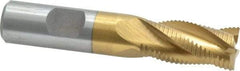 Interstate - 5/8" Diam, Fine Pitch, 1-1/4" LOC, 4 Flute Cobalt Roughing Square End Mill - TiN Finish, 3-3/8" OAL, 5/8" Shank Diam, Single End - Benchmark Tooling