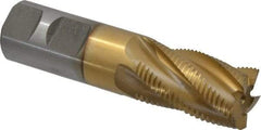 Interstate - 1" Diam, Fine Pitch, 1-5/8" LOC, 5 Flute Cobalt Roughing Square End Mill - TiN Finish, 4-1/8" OAL, 1" Shank Diam, Single End - Benchmark Tooling