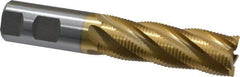 Interstate - 1" Diam, Fine Pitch, 3" LOC, 5 Flute Cobalt Roughing Square End Mill - TiN Finish, 5-1/2" OAL, 1" Shank Diam, Single End - Benchmark Tooling