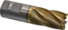 Interstate - 1-1/4" Diam, Fine Pitch, 2" LOC, 6 Flute Cobalt Roughing Square End Mill - TiN Finish, 4-1/2" OAL, 1-1/4" Shank Diam, Single End - Benchmark Tooling