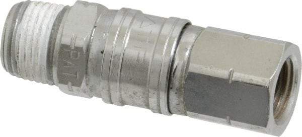 Value Collection - 1/4 x 3/8 Male x Female NPT Pneumatic Hose Swivel Fitting - Steel, Nickel Plated - Benchmark Tooling