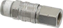 Value Collection - 1/4 x 3/8 Male x Female NPT Pneumatic Hose Swivel Fitting - Steel, Nickel Plated - Benchmark Tooling