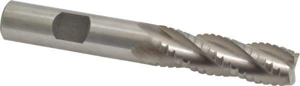 Interstate - 1/2" Diam, 1-5/8" LOC, 4 Flute Cobalt Roughing & Finishing Square End Mill - Uncoated, 3-5/8" OAL, 1/2" Shank Diam, Weldon Shank, 30° Helix, Non-Centercutting - Benchmark Tooling