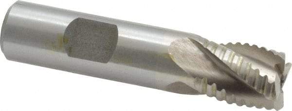 Interstate - 5/8" Diam, 3/4" LOC, 4 Flute Cobalt Roughing & Finishing Square End Mill - Uncoated, 2-7/8" OAL, 5/8" Shank Diam, Weldon Shank, 30° Helix, Non-Centercutting - Benchmark Tooling