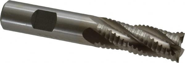 Interstate - 5/8" Diam, 1-5/8" LOC, 4 Flute Cobalt Roughing & Finishing Square End Mill - Uncoated, 3-3/4" OAL, 5/8" Shank Diam, Weldon Shank, 30° Helix, Non-Centercutting - Benchmark Tooling