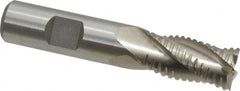Interstate - 5/8" Diam, 1-1/4" LOC, 4 Flute Cobalt Roughing & Finishing Square End Mill - Uncoated, 3-3/8" OAL, 5/8" Shank Diam, Weldon Shank, 30° Helix, Non-Centercutting - Benchmark Tooling