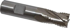 Interstate - 3/4" Diam, 1-1/4" LOC, 4 Flute Cobalt Roughing & Finishing Square End Mill - Uncoated, 3-1/2" OAL, 3/4" Shank Diam, Weldon Shank, 30° Helix, Non-Centercutting - Benchmark Tooling