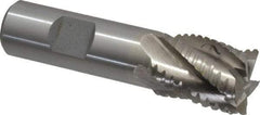 Interstate - 7/8" Diam, 1-1/8" LOC, 5 Flute Cobalt Roughing & Finishing Square End Mill - Uncoated, 3-3/8" OAL, 3/4" Shank Diam, Weldon Shank, 30° Helix, Non-Centercutting - Benchmark Tooling