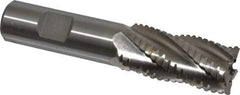Interstate - 7/8" Diam, 1-7/8" LOC, 5 Flute Cobalt Roughing & Finishing Square End Mill - Uncoated, 4-1/8" OAL, 3/4" Shank Diam, Weldon Shank, 30° Helix, Non-Centercutting - Benchmark Tooling