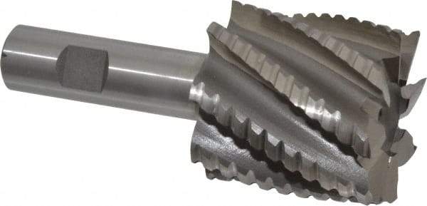 Interstate - 2" Diam, 2" LOC, 8 Flute Cobalt Roughing & Finishing Square End Mill - Uncoated, 4-1/2" OAL, 3/4" Shank Diam, Weldon Shank, 30° Helix, Non-Centercutting - Benchmark Tooling