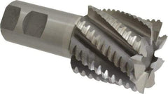 Interstate - 2" Diam, 2" LOC, 8 Flute Cobalt Roughing & Finishing Square End Mill - Uncoated, 4-1/2" OAL, 1-1/4" Shank Diam, Weldon Shank, 30° Helix, Non-Centercutting - Benchmark Tooling