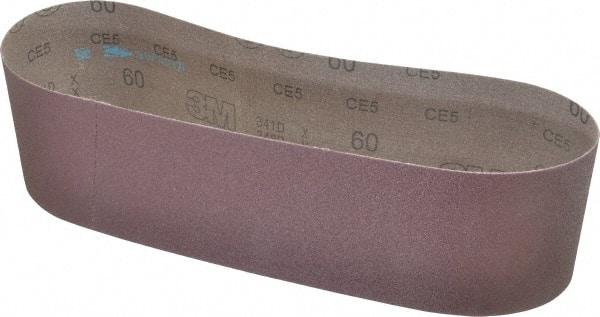 3M - 4" Wide x 36" OAL, 60 Grit, Aluminum Oxide Abrasive Belt - Aluminum Oxide, Medium, Coated, X Weighted Cloth Backing, Series 341D - Benchmark Tooling