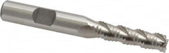 Interstate - 5/16" Diam, Coarse Pitch, 1-1/8" LOC, 3 Flute Cobalt Roughing Square End Mill - Uncoated, 2-15/16" OAL, 3/8" Shank Diam, Single End, Centercutting - Benchmark Tooling