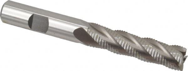 Interstate - 1/2" Diam, Fine Pitch, 2" LOC, 4 Flute Cobalt Roughing Square End Mill - Uncoated, 4" OAL, 1/2" Shank Diam, Single End - Benchmark Tooling