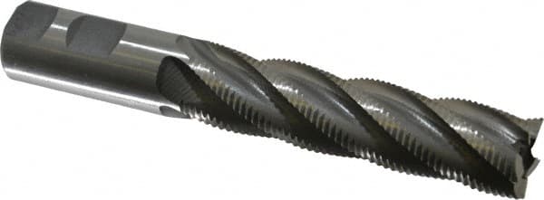 Interstate - 1" Diam, Fine Pitch, 4" LOC, 5 Flute Cobalt Roughing Square End Mill - Uncoated, 6-1/2" OAL, 1" Shank Diam, Single End - Benchmark Tooling