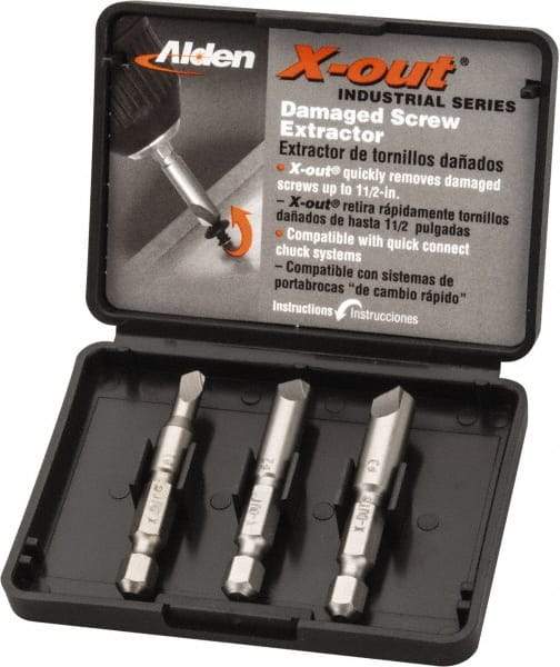 Alden - 3 Piece Quick-Connect Screw Extractor/Drill Set - Screw Range #6 to #14 - Benchmark Tooling