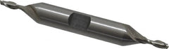 Interstate - 1/8", 3/8" LOC, 3/8" Shank Diam, 3-1/16" OAL, 2 Flute, Cobalt Square End Mill - Double End, Uncoated, Spiral Flute, Centercutting, Right Hand Cut, Right Hand Flute - Benchmark Tooling