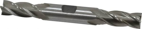 Interstate - 9/16", 1-3/8" LOC, 5/8" Shank Diam, 5" OAL, 4 Flute, Cobalt Square End Mill - Double End, Uncoated, Spiral Flute, Centercutting, Right Hand Cut, Right Hand Flute - Benchmark Tooling