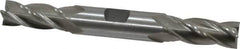 Interstate - 9/16", 1-3/8" LOC, 5/8" Shank Diam, 5" OAL, 4 Flute, Cobalt Square End Mill - Double End, Uncoated, Spiral Flute, Centercutting, Right Hand Cut, Right Hand Flute - Benchmark Tooling