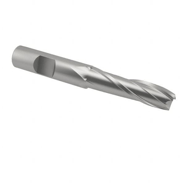 Interstate - 5/8", 2" LOC, 5/8" Shank Diam, 4-1/8" OAL, 2 Flute, Cobalt Square End Mill - Single End, Uncoated, Spiral Flute, Centercutting, Right Hand Cut, Right Hand Flute - Benchmark Tooling