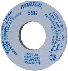 Norton - 12" Diam x 5" Hole x 1" Thick, J Hardness, 46 Grit Surface Grinding Wheel - Ceramic, Type 1, Coarse Grade, 2,070 Max RPM, Vitrified Bond, No Recess - Benchmark Tooling